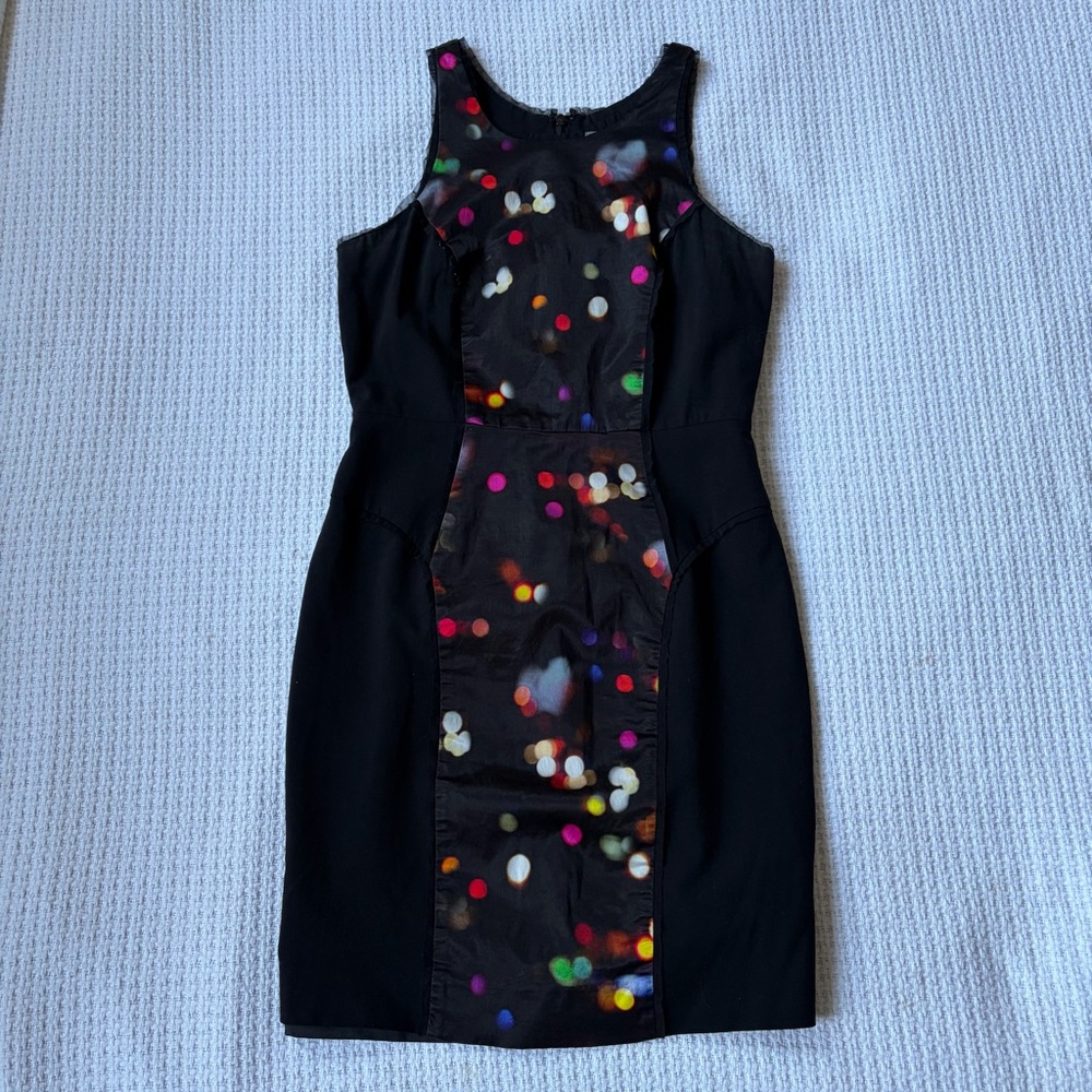 MILLY New York Satin Black City Lights Cocktail Mini Dress Size 2 XS
